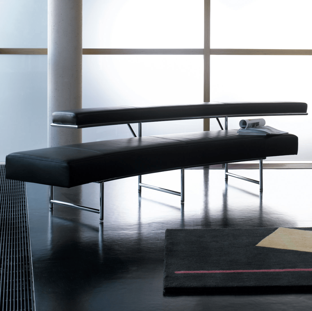 canapé droit monte carlo banquette cuir noir - blog déco - clematc