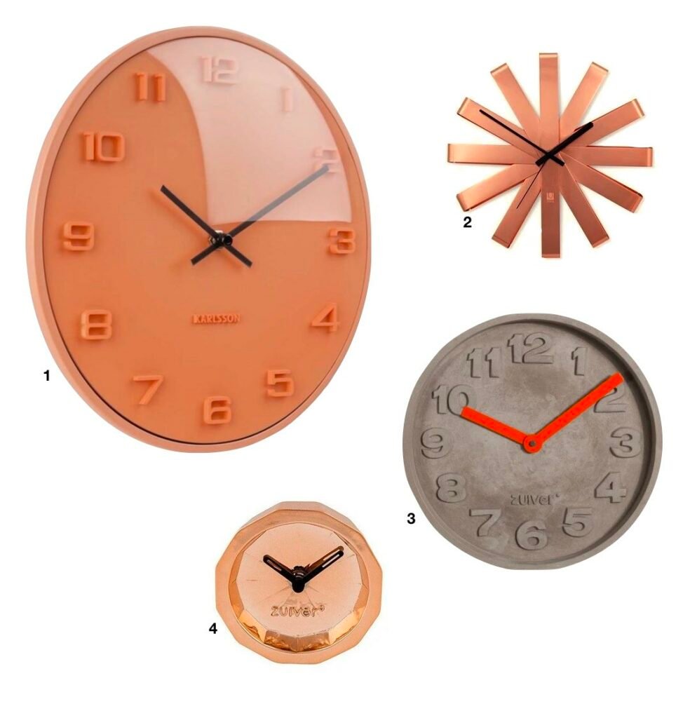 horloge murale design cuivre béton - blog déco - clem around the corner