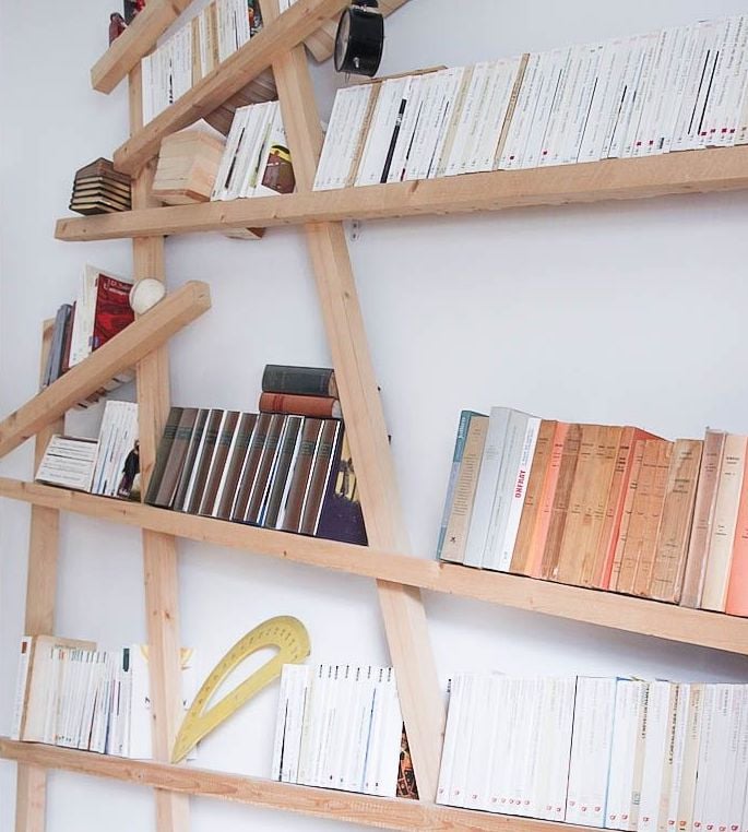 bibliothèque bois mikado rangement livre idée déco maison