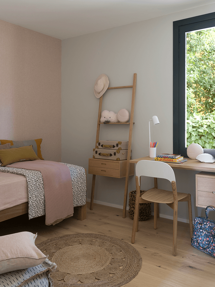 chambre enfant fille grise rose déco retro vintage - blog clem around the corner