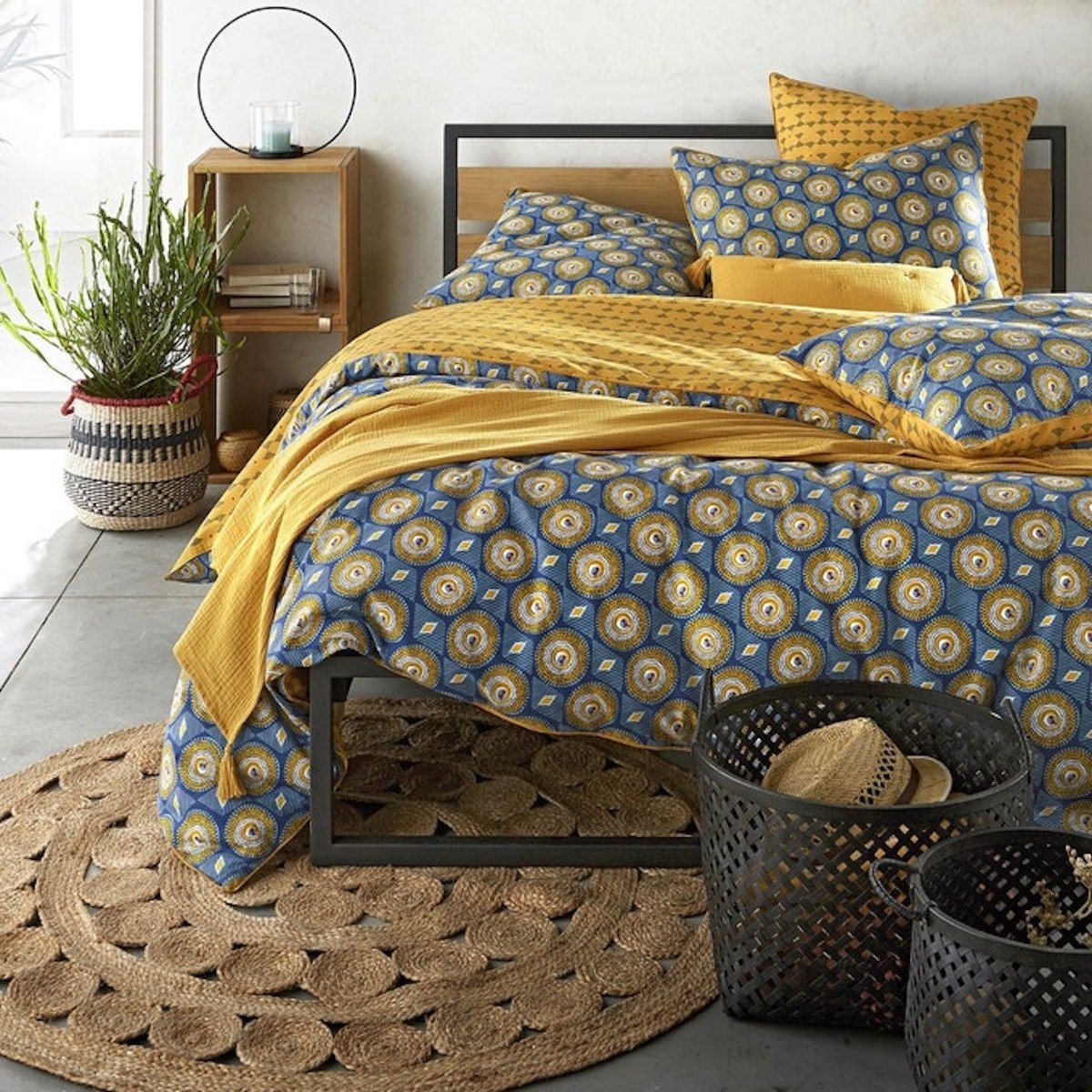 décoration africaine chambre tissu wax panier osier - blog déco - clematc