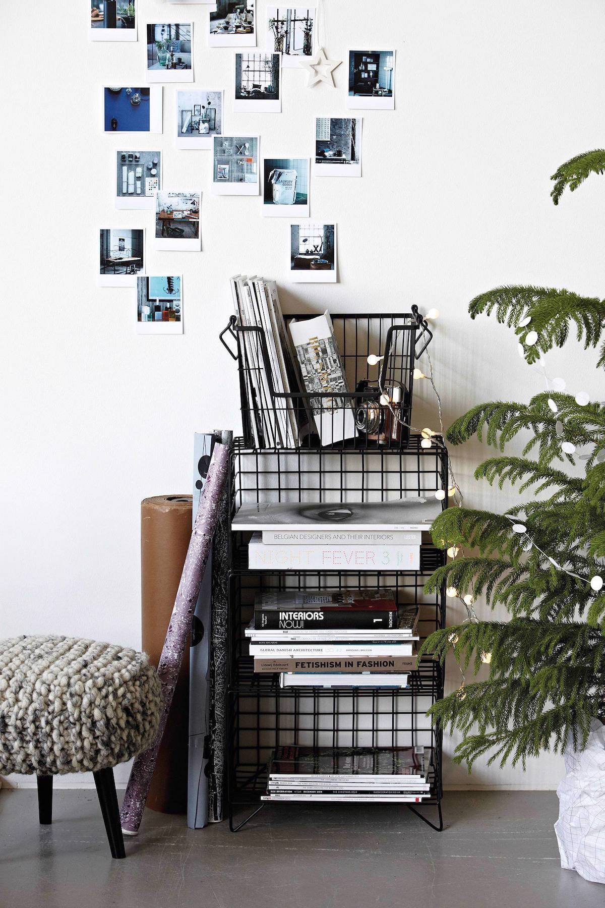 étagère caisse métal noir style bohème cosy guirlande lumineuse plante verte