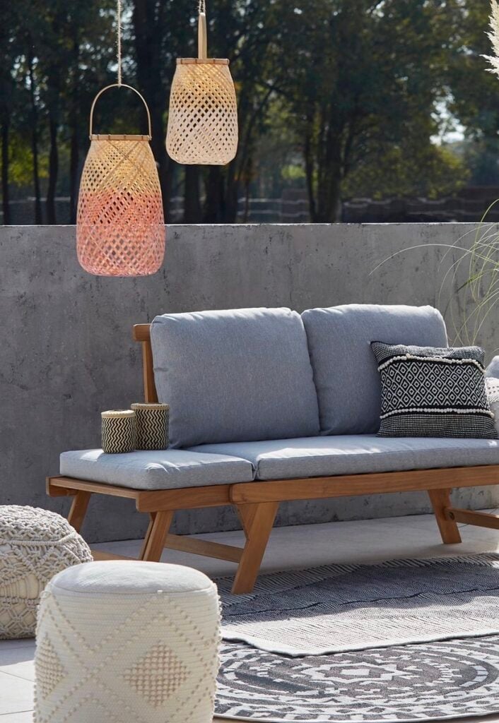 lanterne rotin osier suspendu tie and dye naturel rose diy