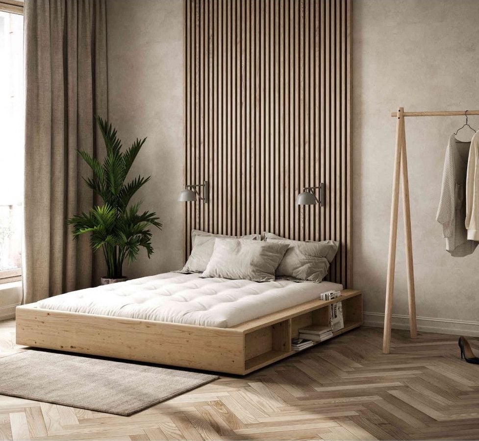 lit double classique bois pin massif décoration intérieure zen cosy naturelle blog clematc