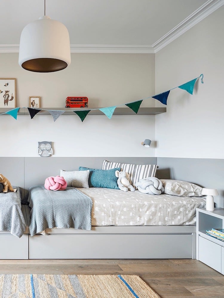 lit jumeau tête-bêche encastré bois chambre enfant