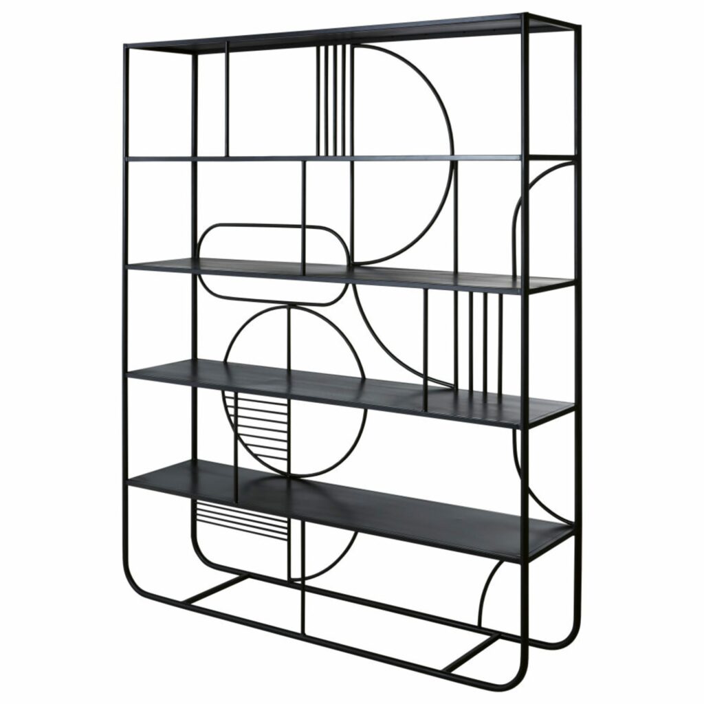 meuble métal noir graphique contemporain rangement livre salon suite parentale déco intérieure