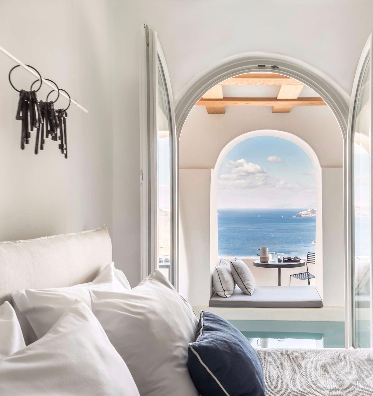 porto fira suites hotel chambre vue sur mer Égée avis santorin