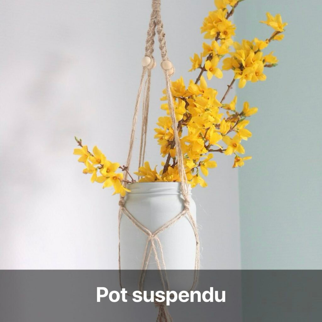 pot suspendu porte-plante macramé diy idée déco bohème mariage