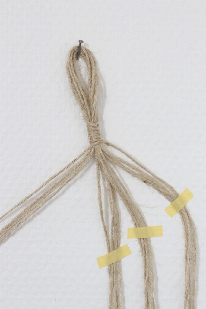 réaliser noeud torsadé étape corde pour tissage murale décoratif