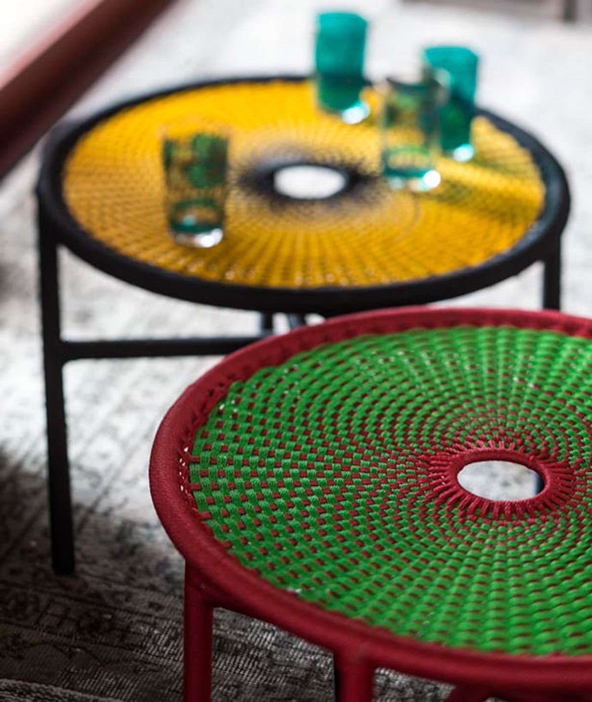 table basse m afrique banjooli bleu marron - clematc