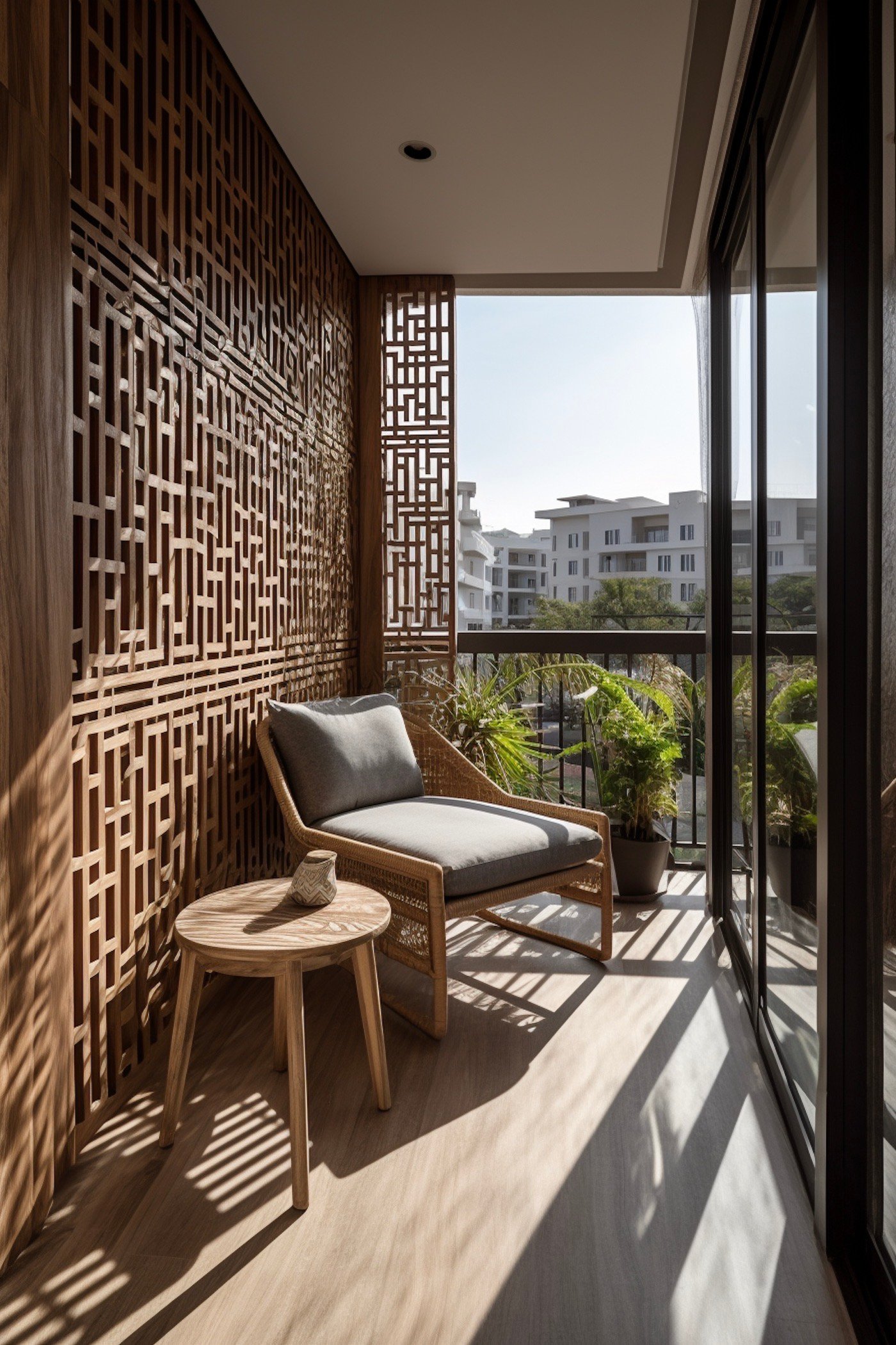 abriter terrasse balcon du vent avec claustra extérieure amovible