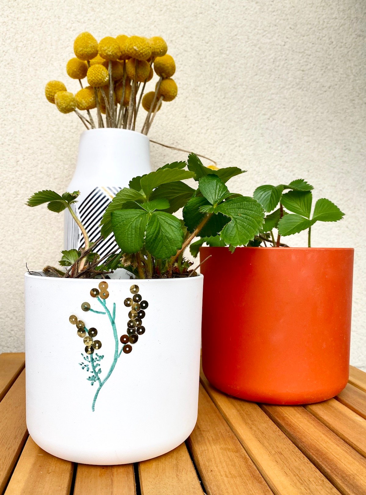 cache pot diy feutre sequin bricolage enfant idée mercredi été printemps