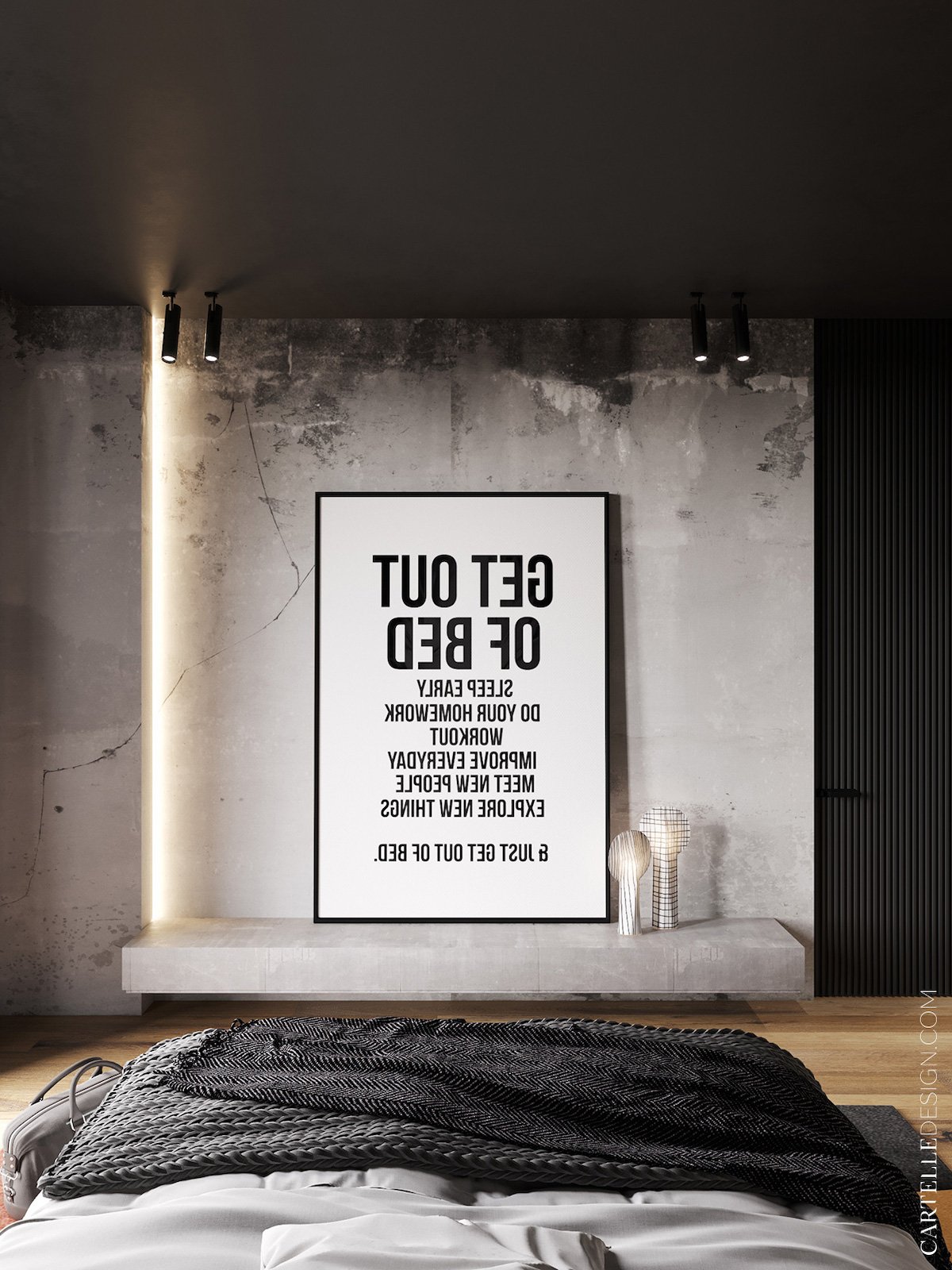 chambre parent loft 130m2 affiche get out of bed