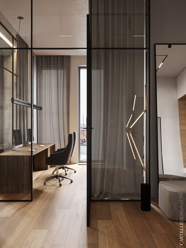 comment aménager espace travail maison salon verrière loft indus