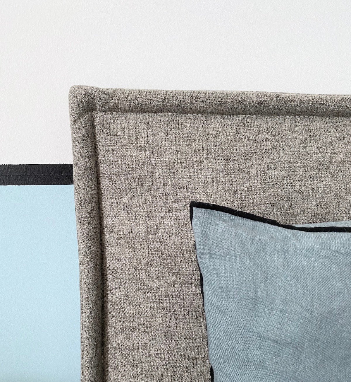 avis tête de lit Tediber gris rembourré fine confort coton lin