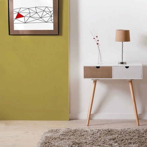 délimiter une entrée dans un salon mur de couleur bicolore vert anis