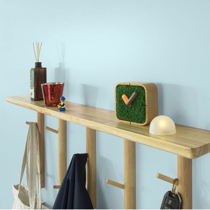 étagère murale porte manteau en bois avec rangement et 9 crochets