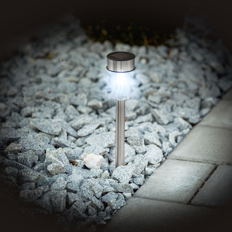 lampe solaire pic à planter pot caillou led panneau lumière jardin gravier