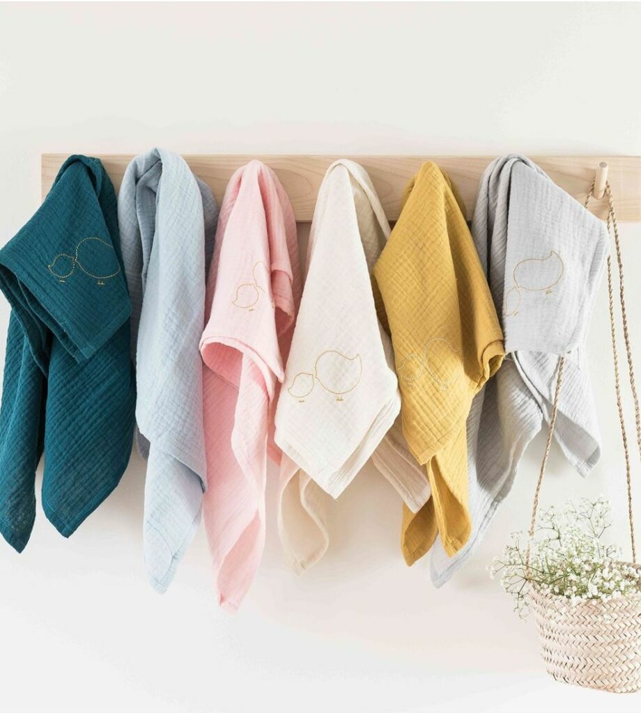 lange coton bio cadeau naissance francais écolo gaze doux luxe