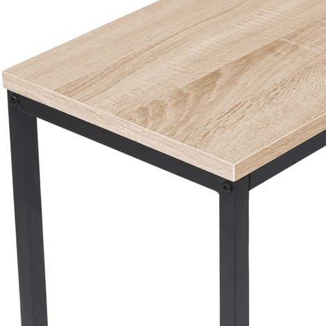 meuble étroit métal noir plateau bois style loft pour entrée design