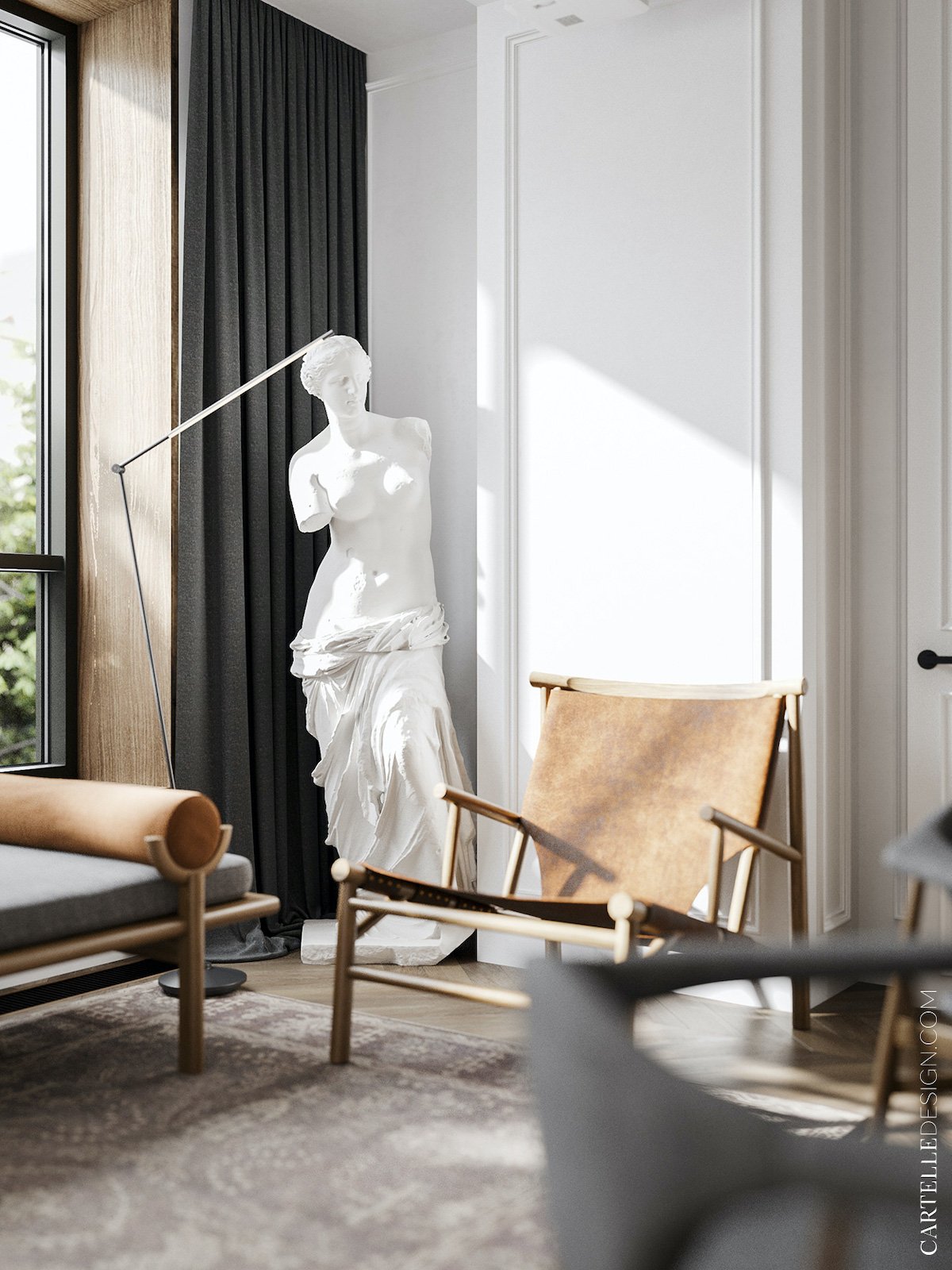 salon arty sculpture néo classique grecque antique - blog décoration intérieur