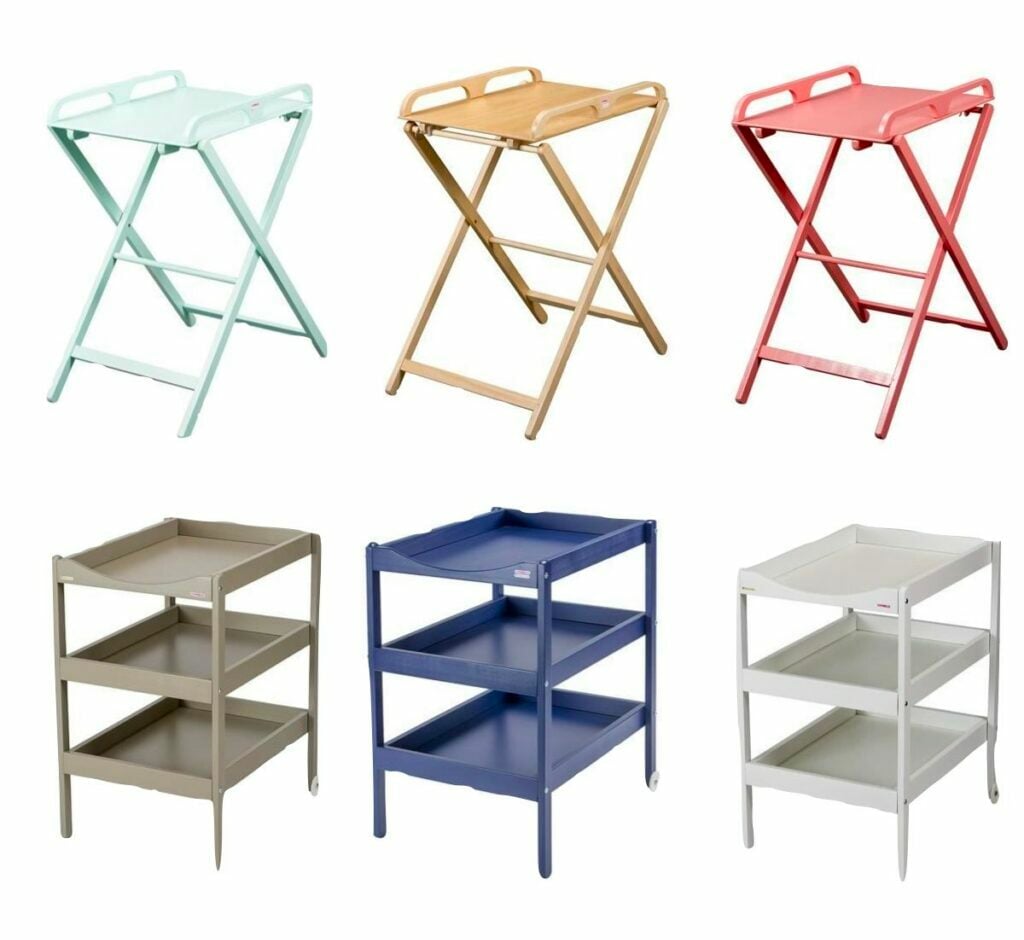 table à langer étroite fine pliante pliable bois vert rose bleu grise