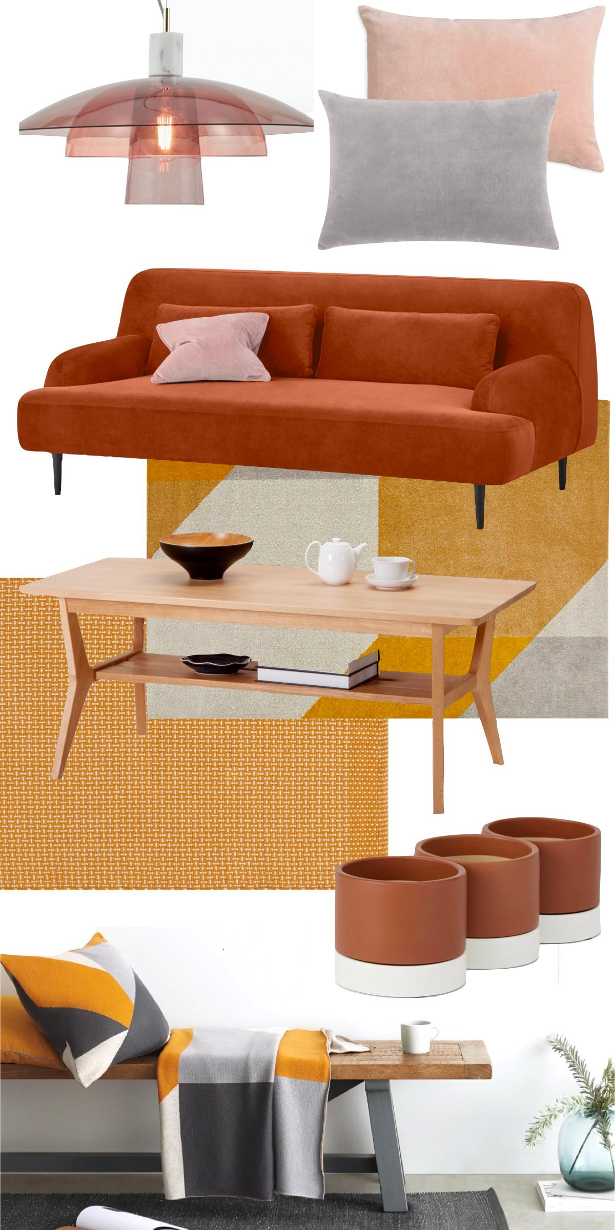 tendance déco 2021 couleur ocre salon design - blog décoratrice d'intérieur - clem around the corner