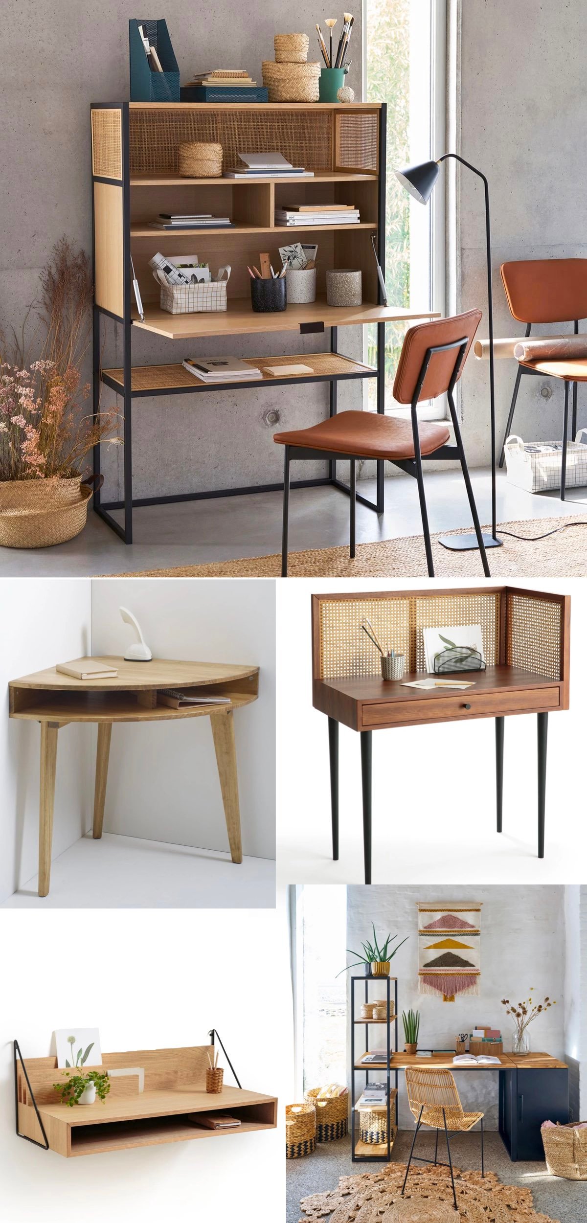 aménager joli coin bureau gain de place salon studio étudiant