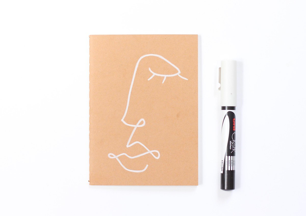 comment faire affiche line art one drawing dessin visage silhouette blanche