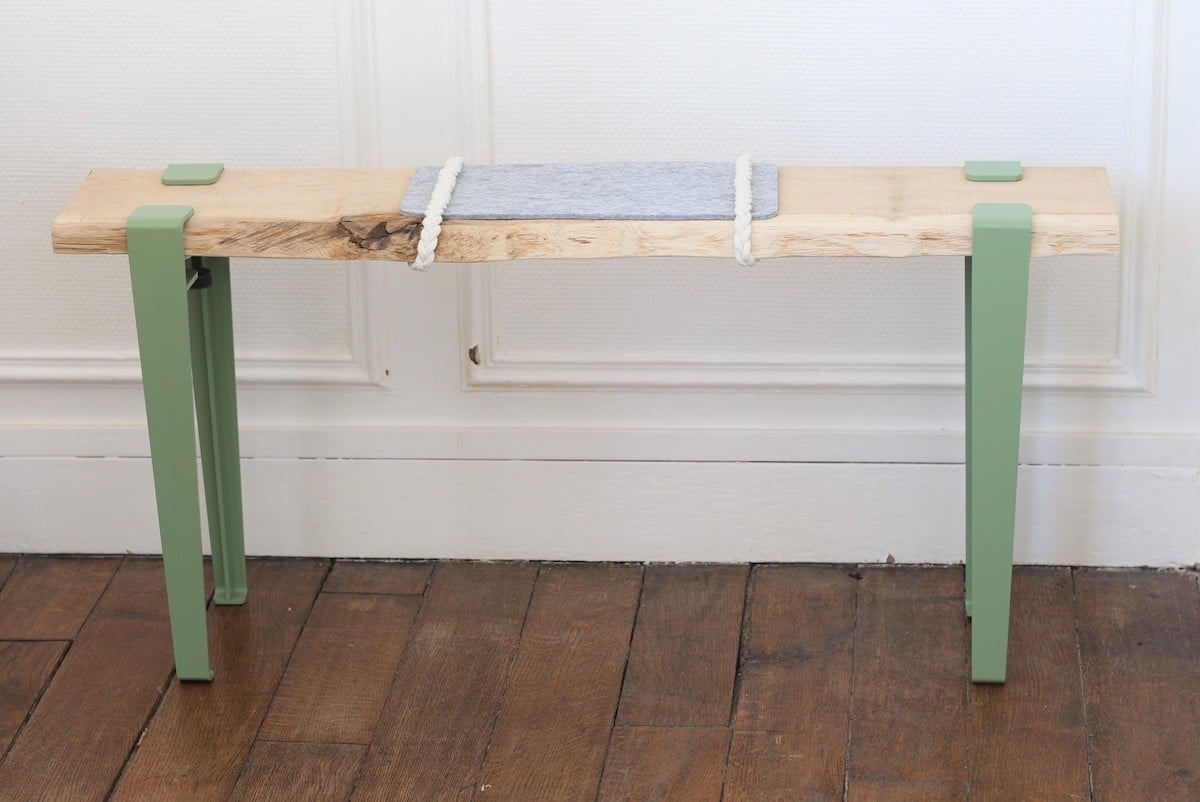 fabriquer soi-même banc d'entrée DIY en bois scandinave nordique design vert pastel