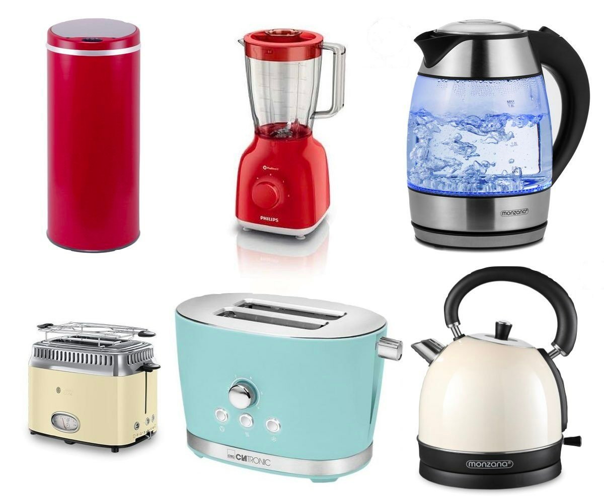 électroménager grille-pain pastel menthe bleu bouilloire transparente rouge vert clair