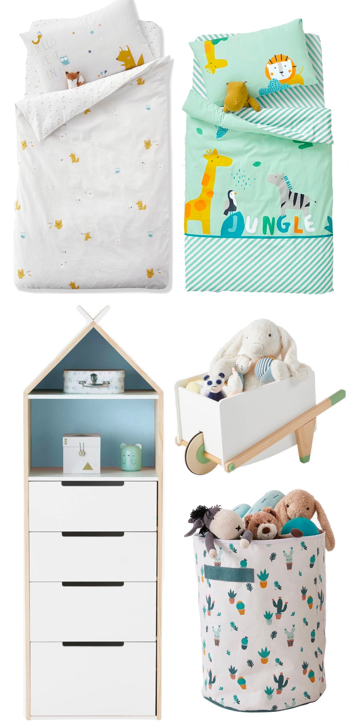 lit bébé drap couette housse thème jungle animaux lion éléphant girafe