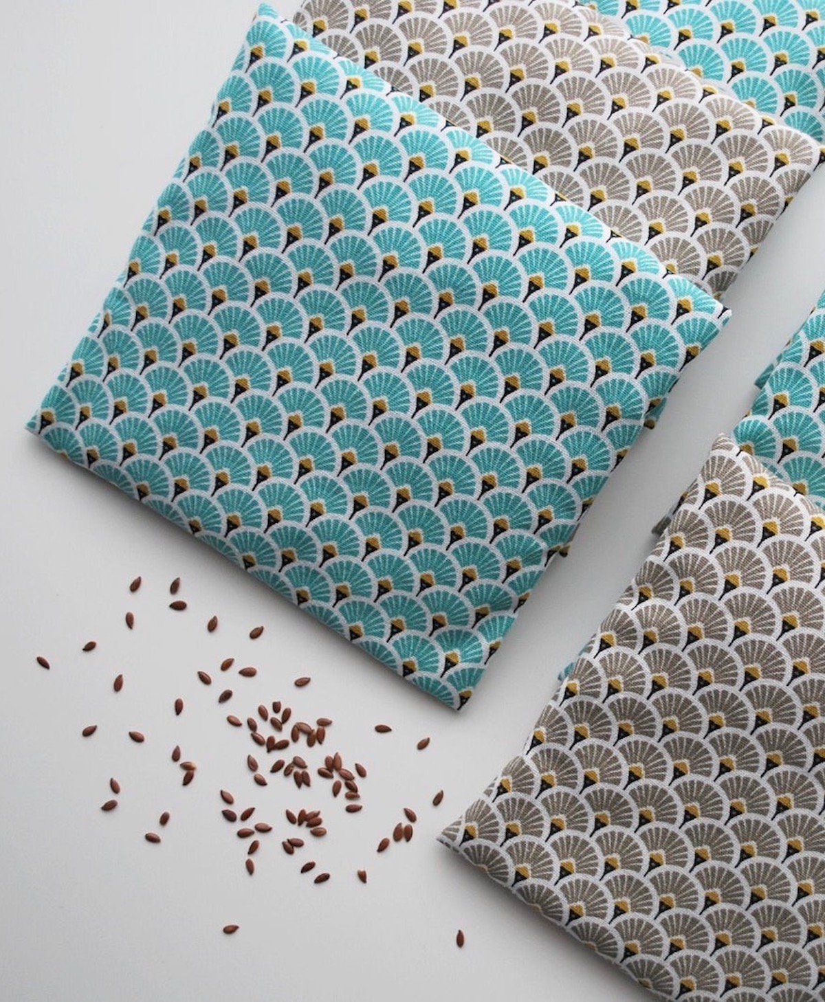 pochette chauffante micro ondes graines de lin motif art déco