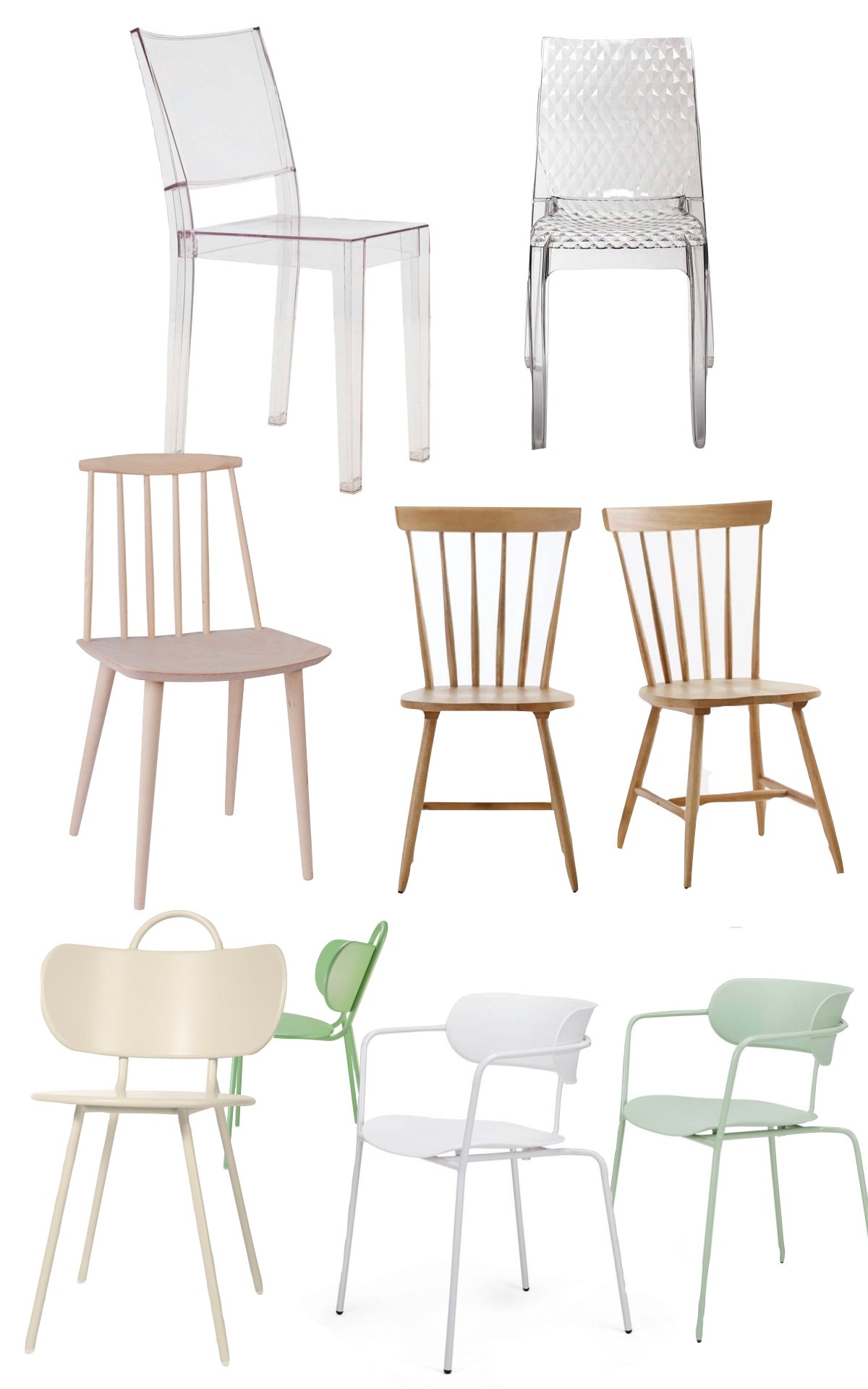 chaise originale salle à manger bois métal plastique transparente pas chère
