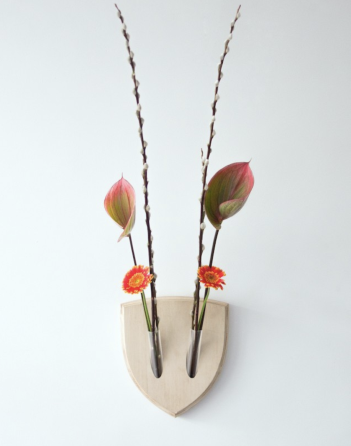 ikebana japonais mural coquelicot fleur de coton