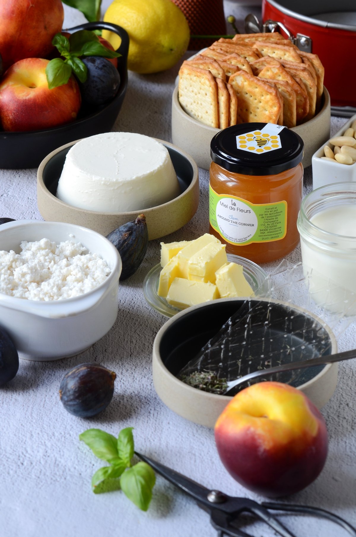 ingrédient dessert fait-maison cheesecake salé chèvre fromage miel