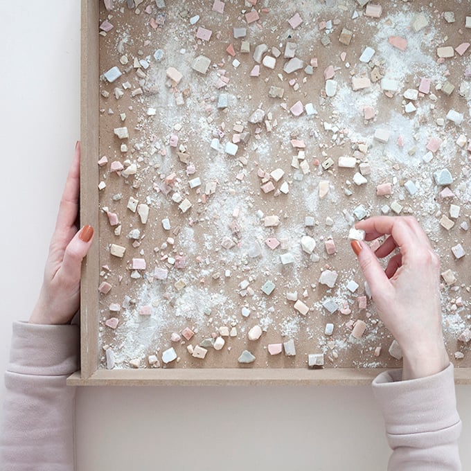 tuto table fait maison carreaux de ciment colorés concassé