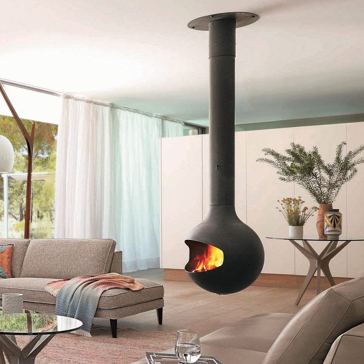 cheminée intérieur feu chauffage d appoint granules - blog déco - clematc