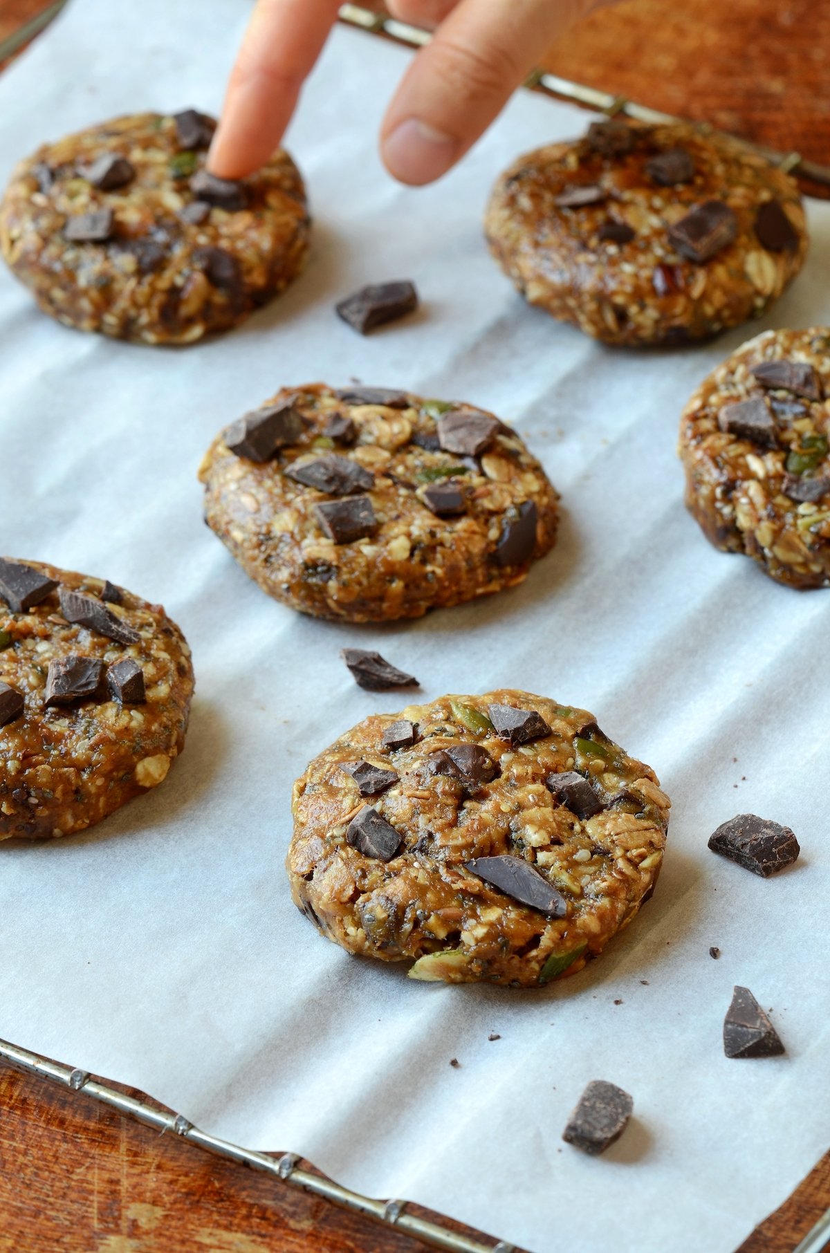 cookies healthy chocolat noir graine courge sans beurre
