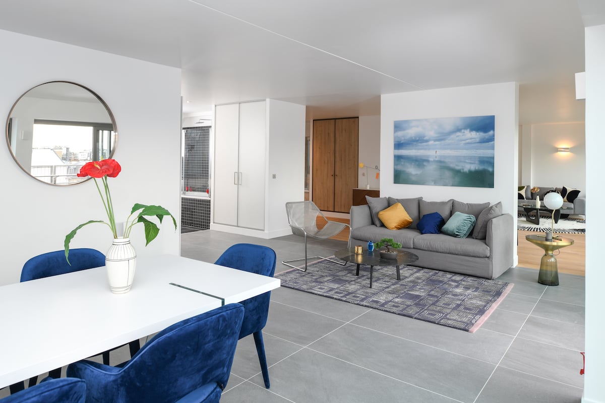 double séjour sol mélange carrelage parquet grés ceram design intérieur appartement