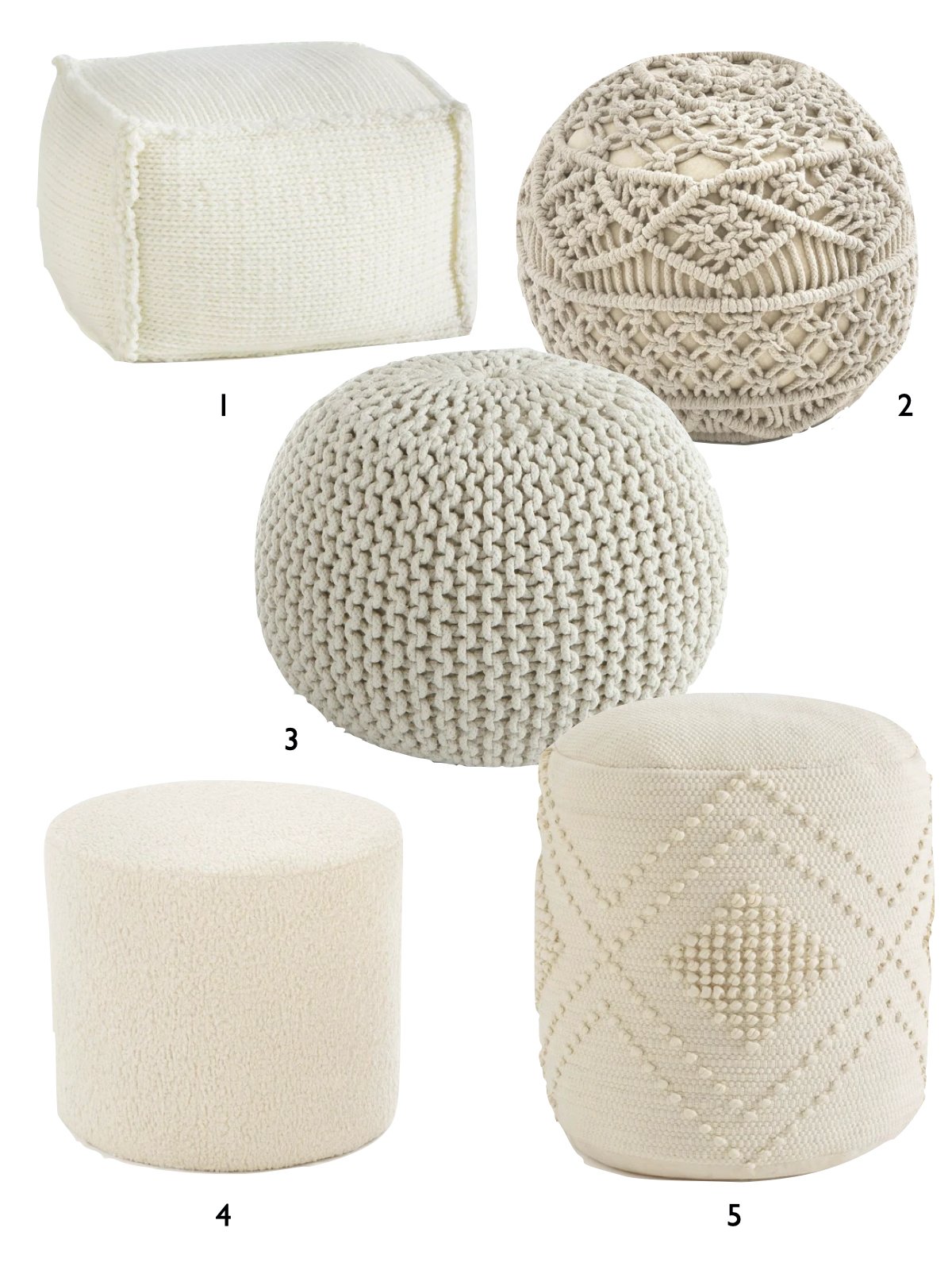 pouf tricot hiver cocooning blanc beige tendance design - blog déco - clemaroundthecorner