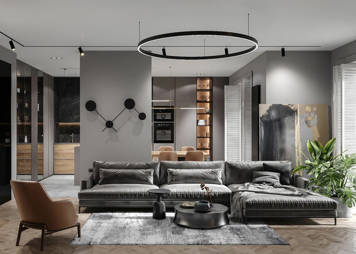 déco salon gris et bois monstera - blog architecture intérieur - clem around the corner