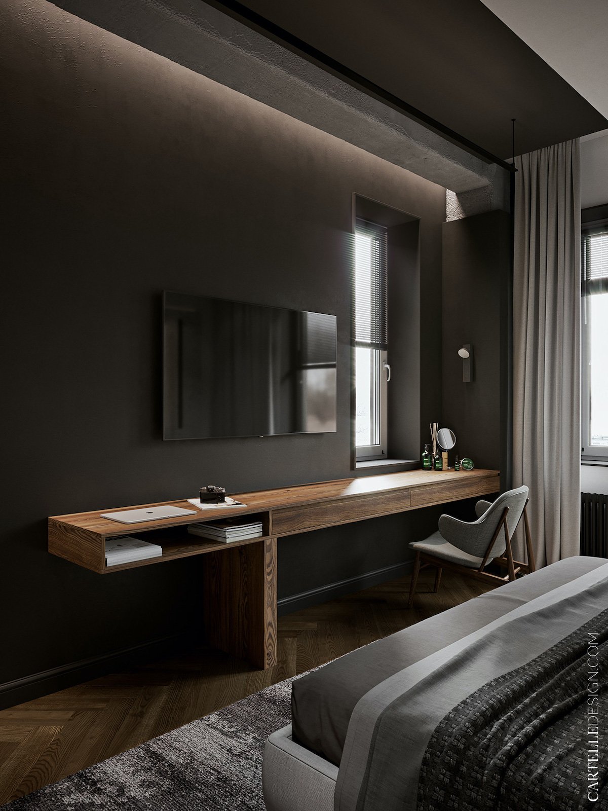 installer espace travail chambre façon hotel design - clem around the corner