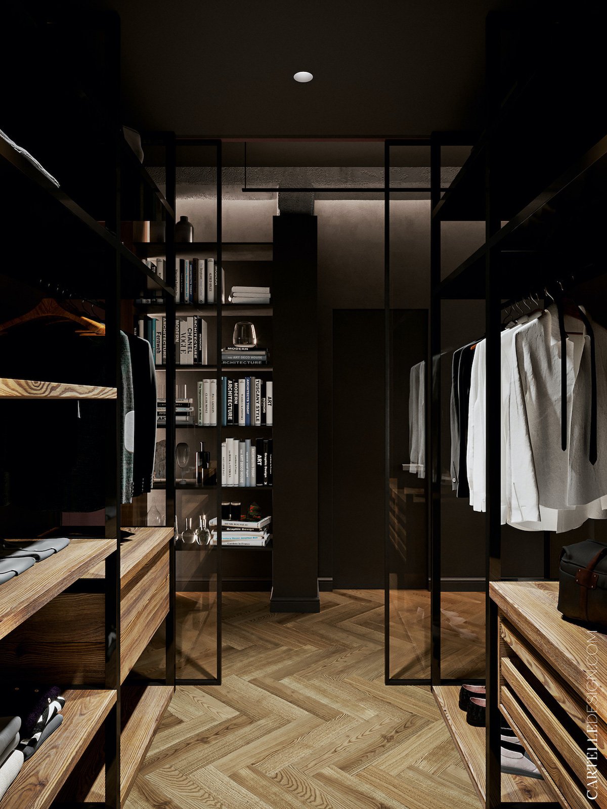 suite parentale dressing verre porte coulissante bois chêne massif