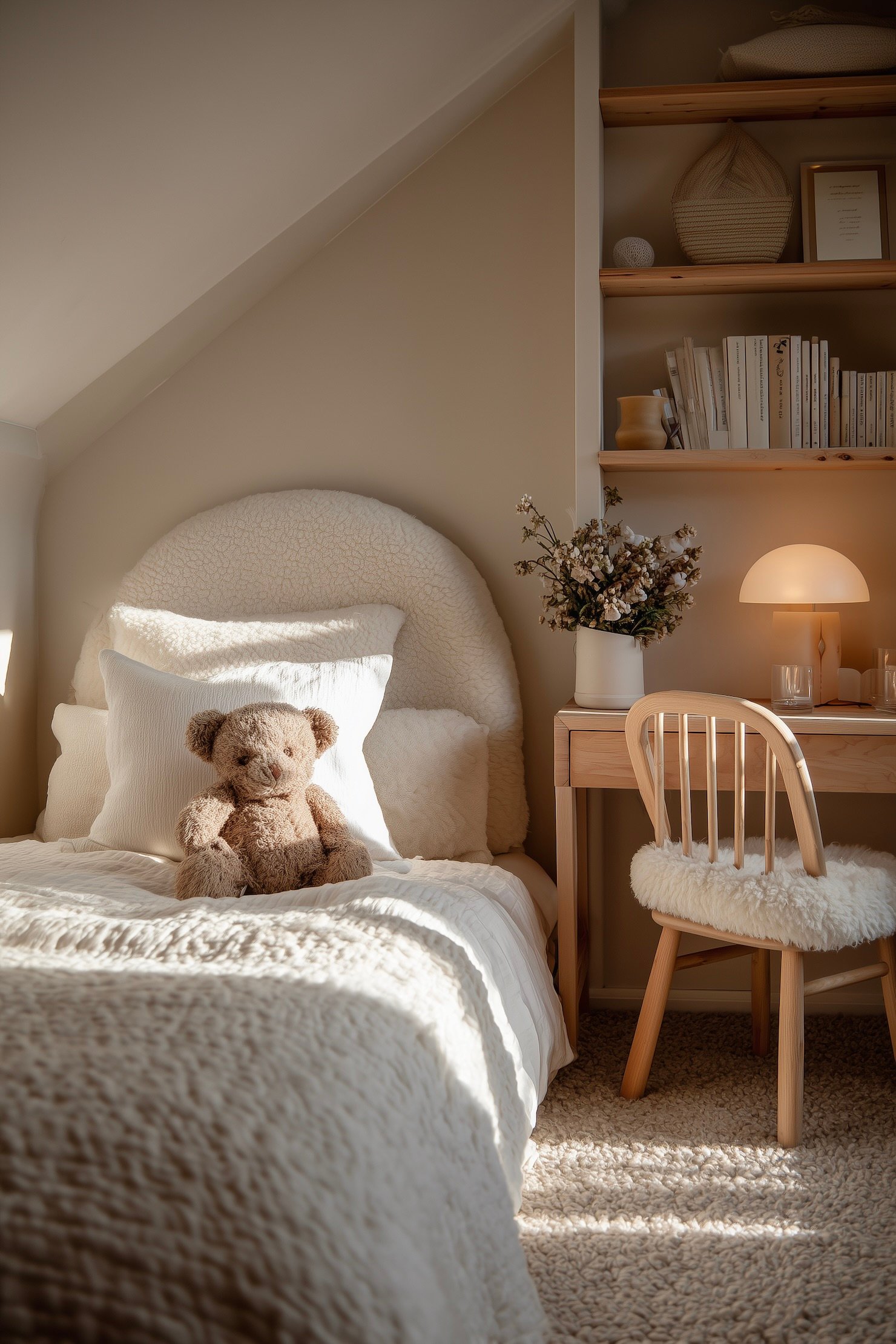 déco bois et blanc chambre enfant cosy