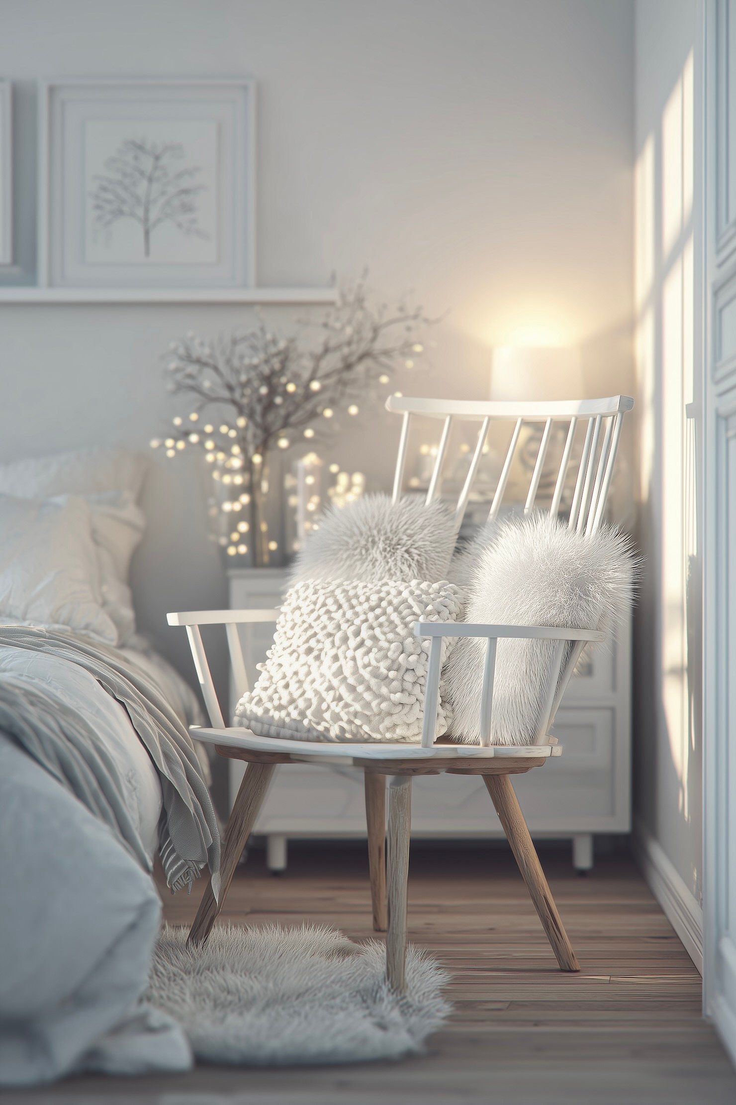 décoration hivernale scandinave coin lecture