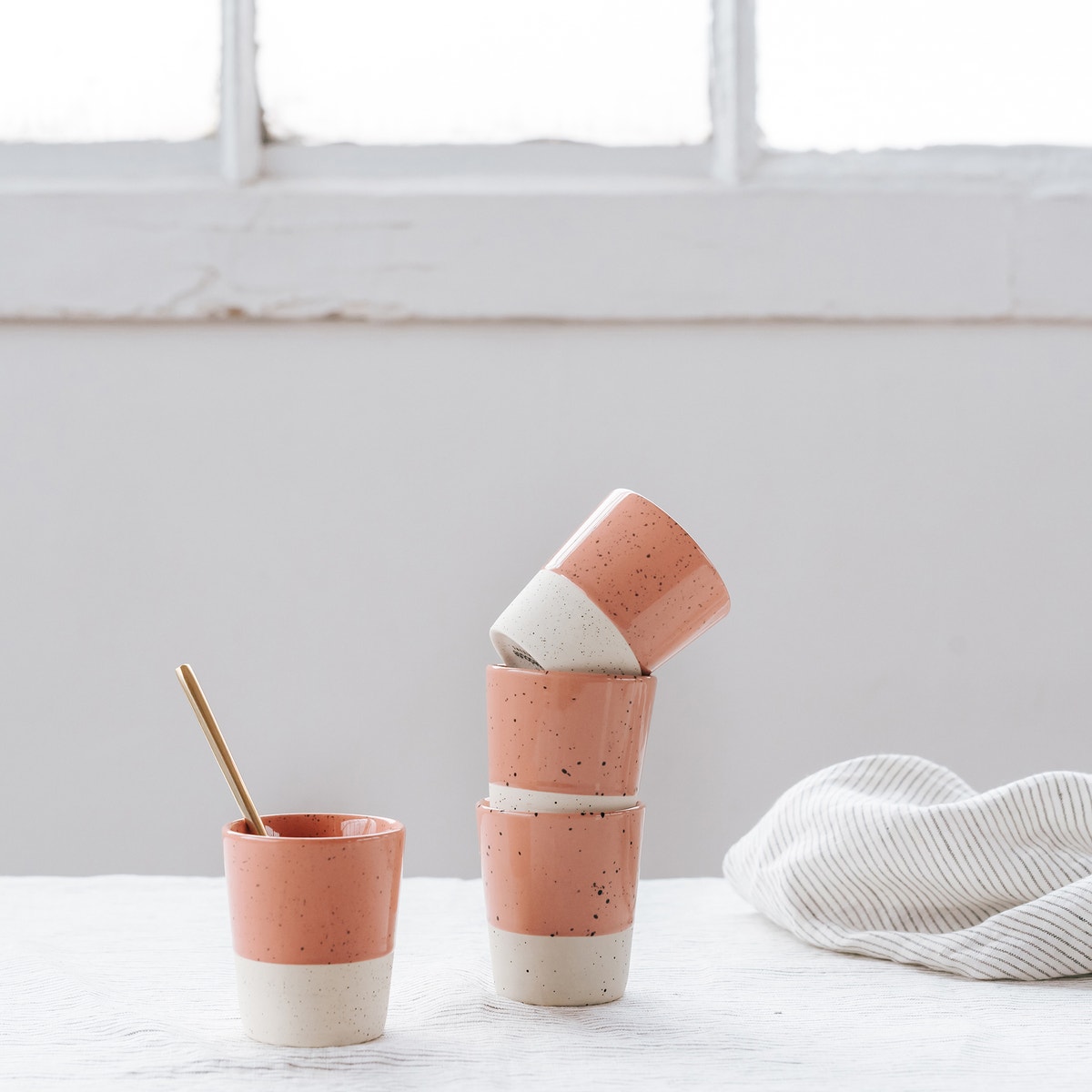 tasse café bicolore rose blanc grès naturel blog deco