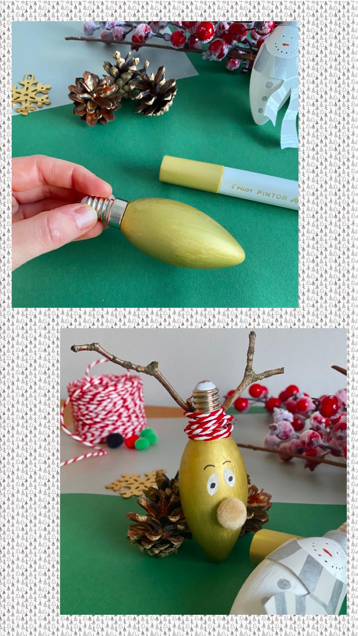 upcycling déco de noël renne doré blog création déco diy