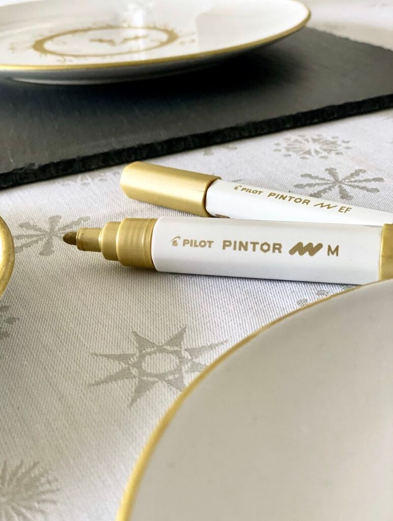 avis feutre peinture doré pilot pintor déco table de Noël 2020