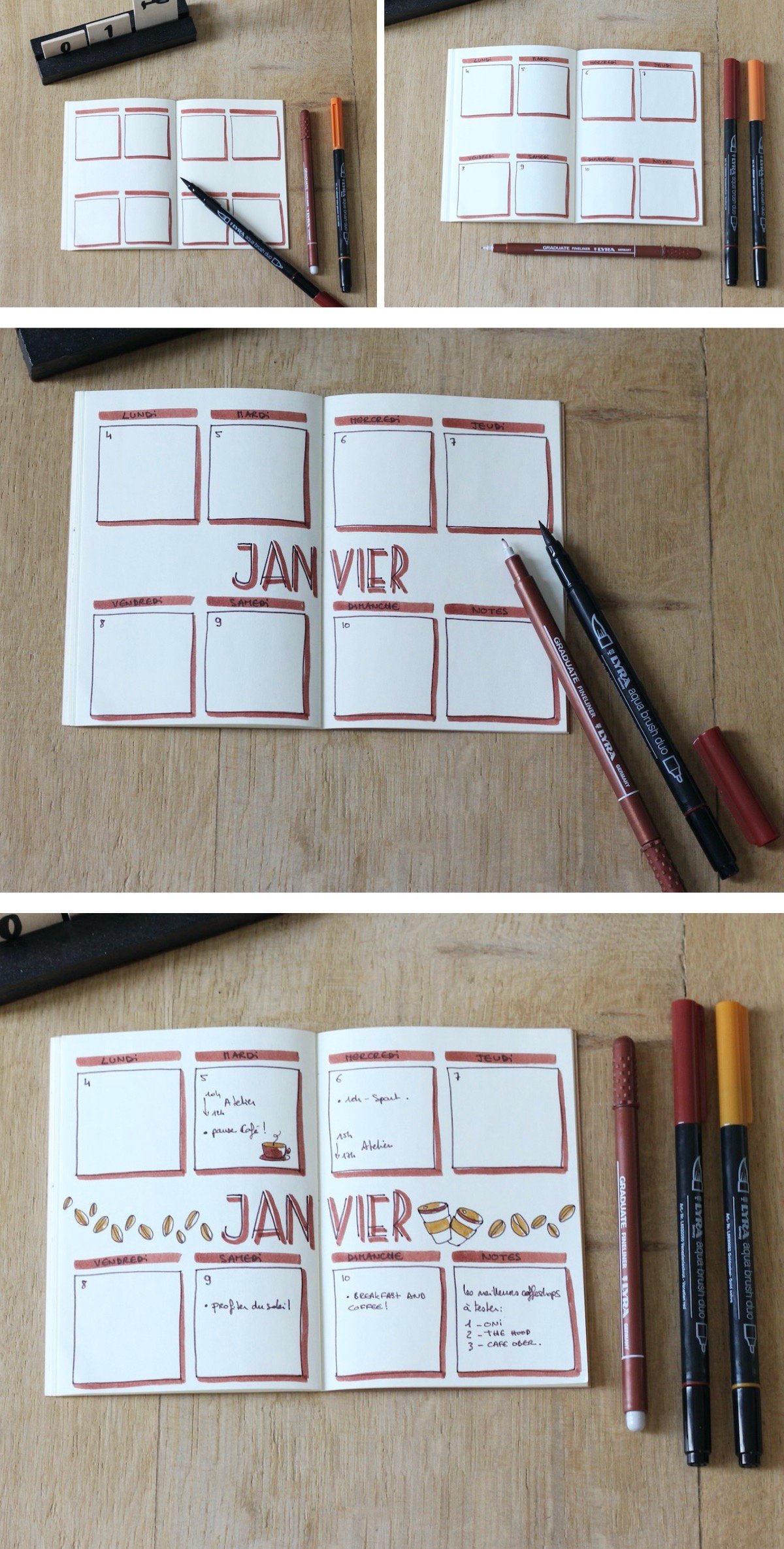 calendrier bujo cover janivier dessin café - blog déco diy